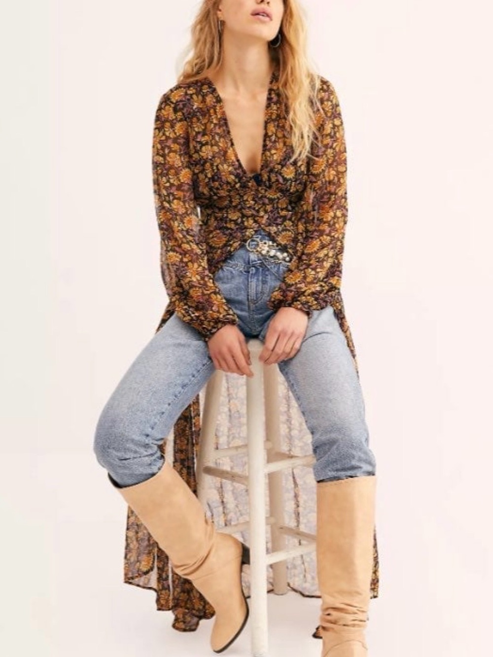 Free People Valerie Duster in honeysuckle - Picture 3 of 7